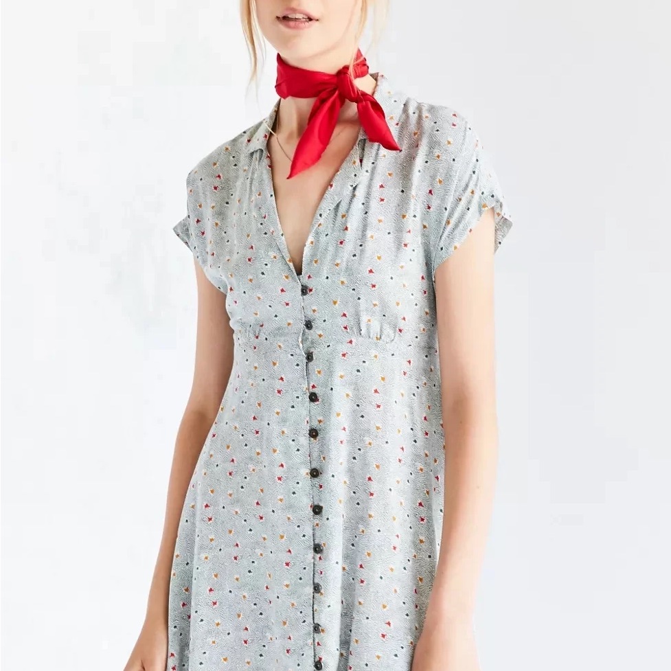 Kimchi Blue Gray Floral Midi Dress